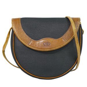 Christian Dior Cd Shoulder Bag Canvas And Leather Black Pvc Shoulder Bag Bag